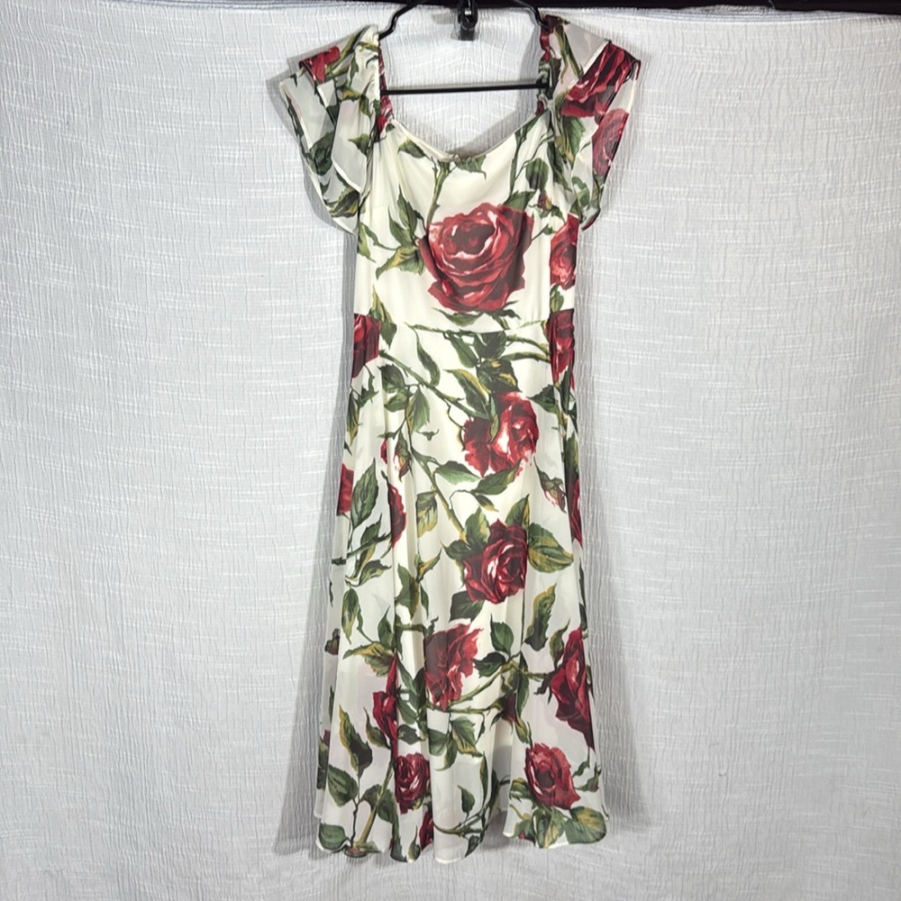 Betsey Johnson Off-Shoulder rose Floral Midi Dress – Size 2 – Gorgeous! - Picture 4 of 12